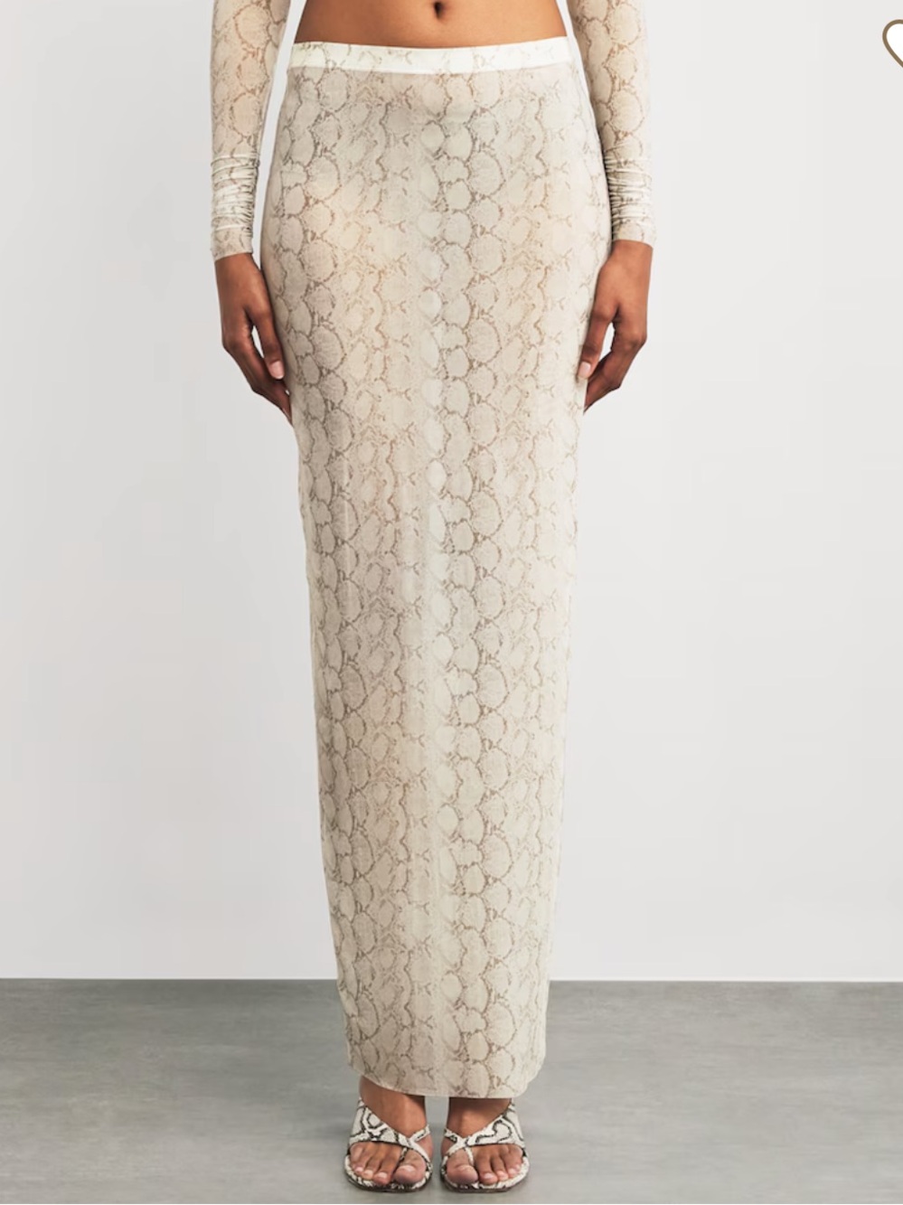 NWT SKIMS Milky Sheer Long Maxi Skirt new pastel snake print